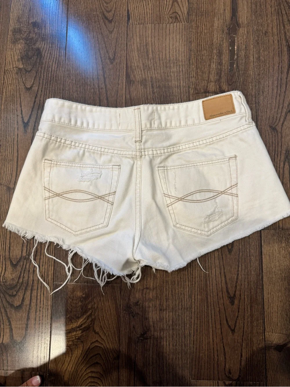 Abercrombie and fitch White Distressed Denim Shorts